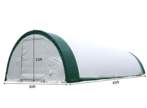 Single Truss Arch Storage Shelter W30 x L65 x H15 11oz PE - Imagem 2