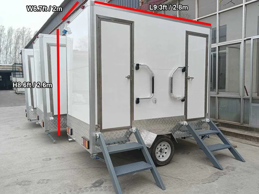 Trailer sanitário duplo unissex de 2,74 m (9 pés)