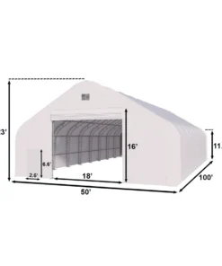 Abrigo de armazenamento com estrutura dupla de treliça (15,24 m x 30,48 m x 6,35 m)