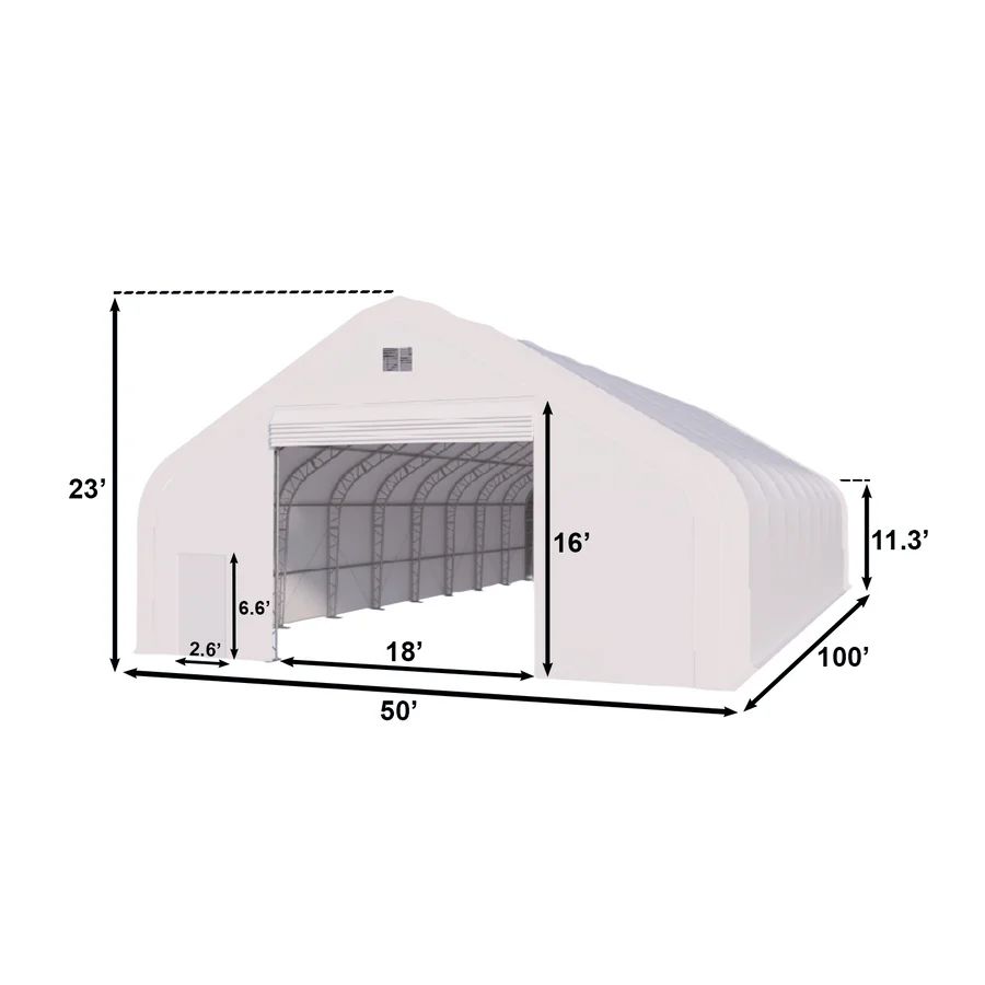 Abrigo de armazenamento com estrutura dupla de treliça (15,24 m x 30,48 m x 6,35 m)